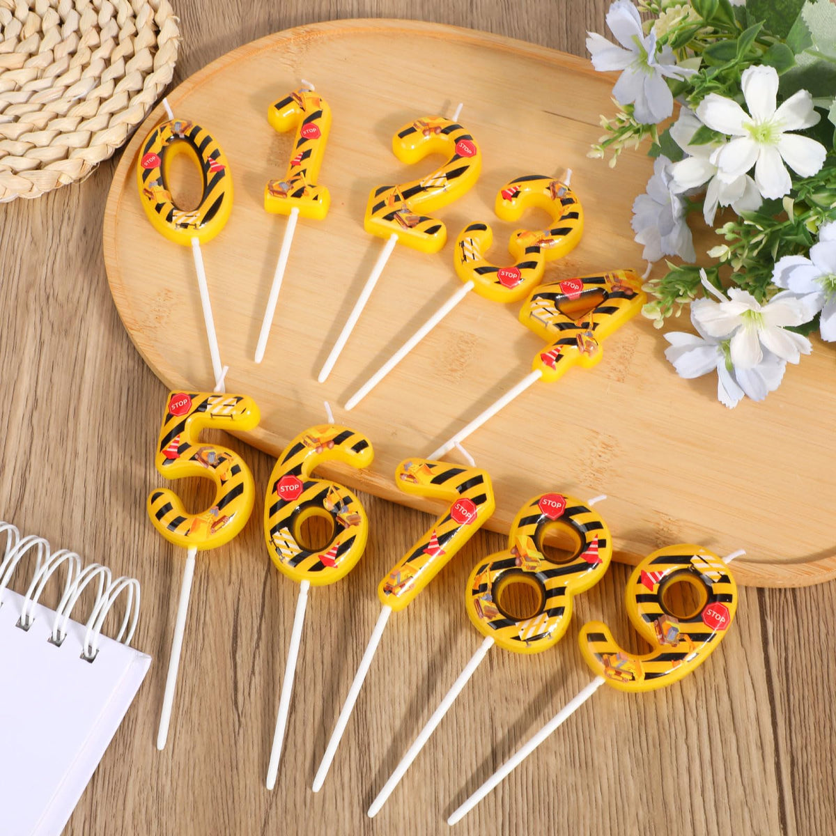 Construction Birthday Candle Cake Topper Number 6 – Yellow/Black