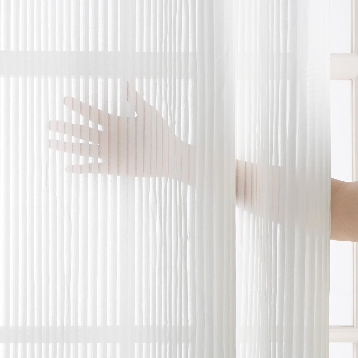Voile Sheer Curtains with Eyelets Set of 2 220x140cm – Ivory