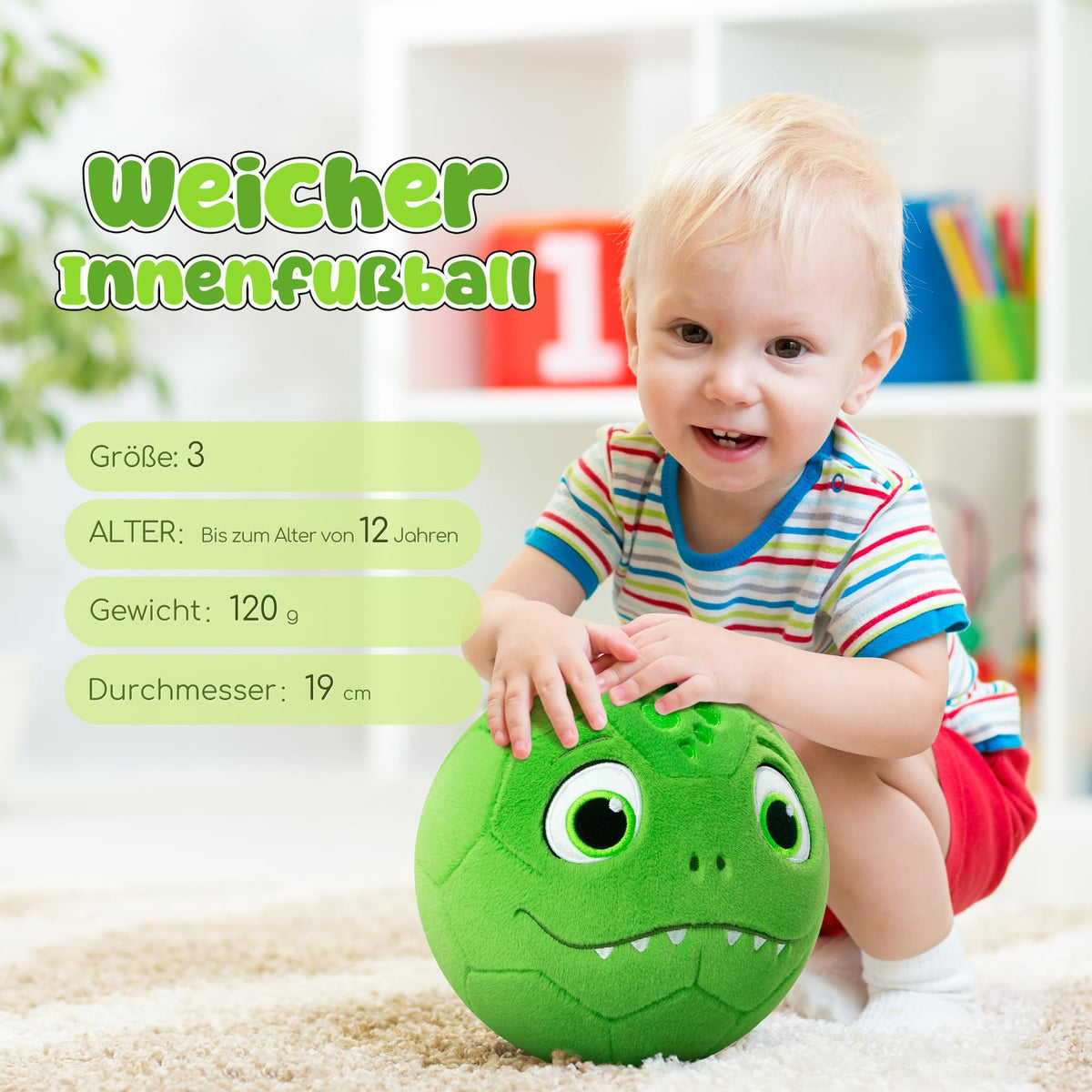Soft Baby Play Ball Indoor Toy 1–5 Years Soft Football – Dinosaur