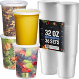 Deli Food Containers 32oz Quart Airtight Lids BPA-Free Dishwasher Safe – Clear 36 sets