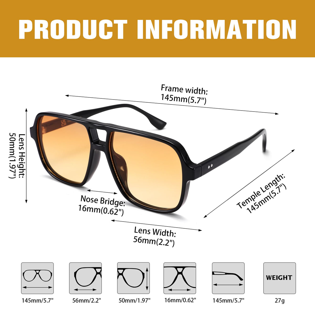 COASION Retro Sunglasses for Women Men - XL Oversized 70s Sunglasses UV400 Protection Trendy Double Bridge Frame Glasses