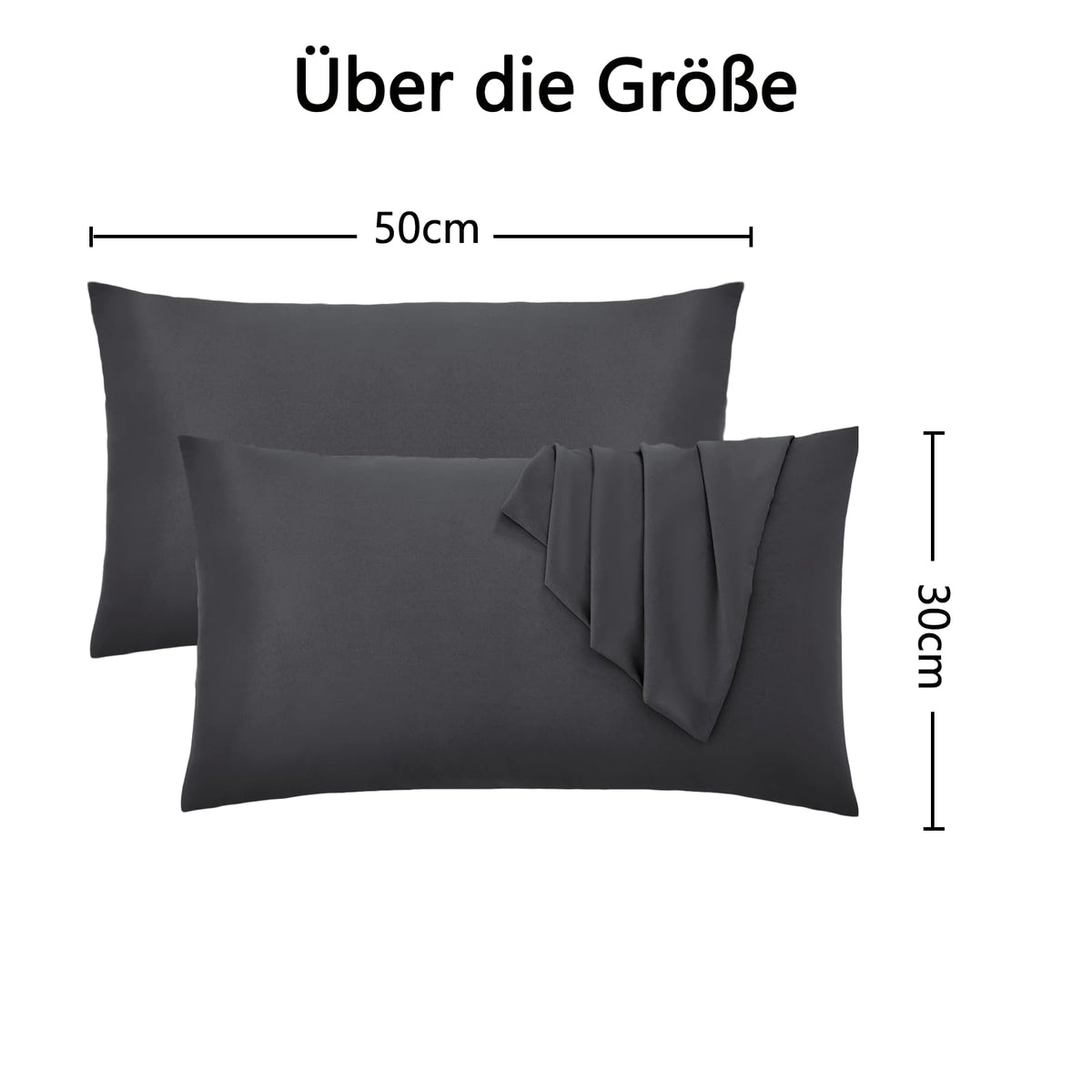 Fețe de pernă din microfibră moale hipoalergenică 30x50 cm, set 2 bucăți – Antracit