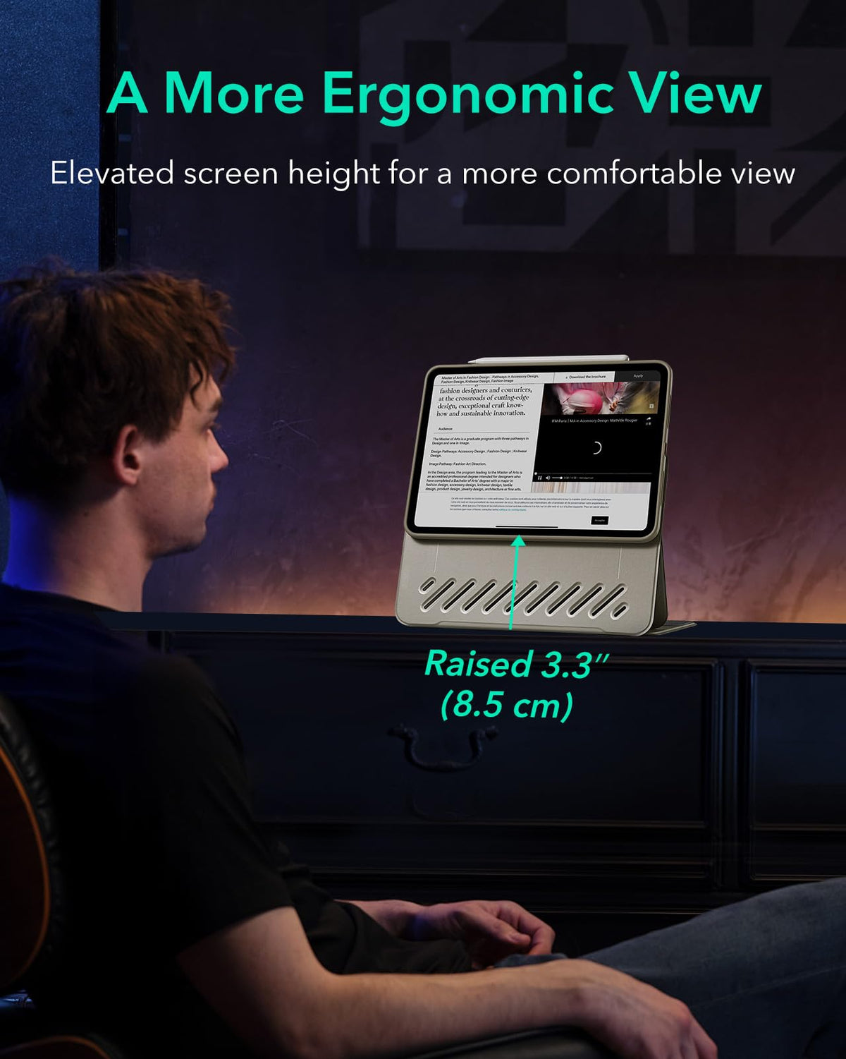 ESR Case for iPad Air 11 inch M2, iPad Air 6/5/4 (2024/2022/2020), Detachable Magnetic Cover, Portrait/Landscape Stand with Elevated Screen View, 9 Stand Angles, Shift Series, Titanium Metal