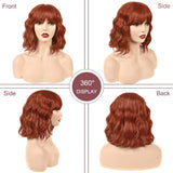 Short Blonde Ombre Wig Wavy Bob with Fringe – 10 inch