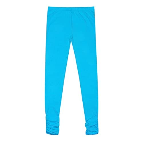 Girls' Knit Cotton Stretch Leggings Pack of 3 – Black Pink Blue 12