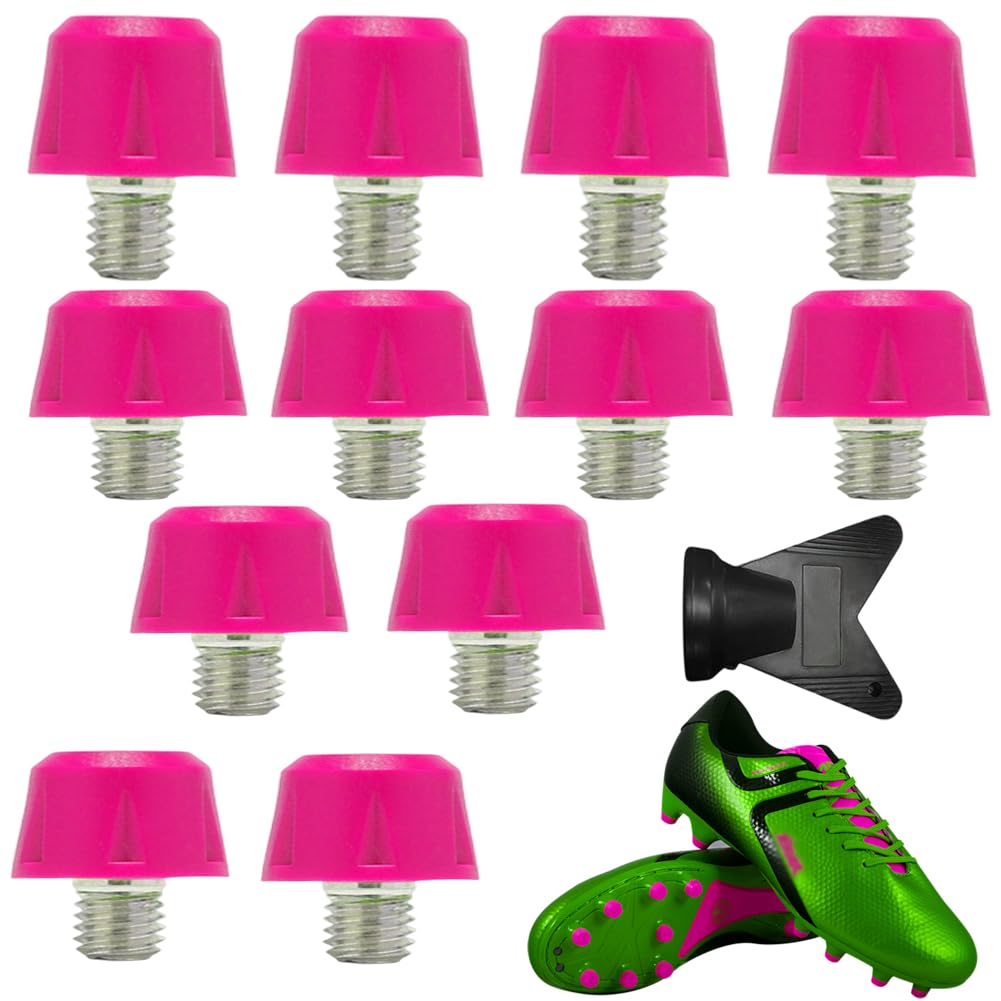 Crampoane filetate M5 din nailon și metal antiderapante pentru ghete de fotbal, set 12 buc – Roz