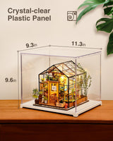 Căsuță miniaturală din lemn DIY Rolife kit asamblare cu vitrină de protecție model DF03L