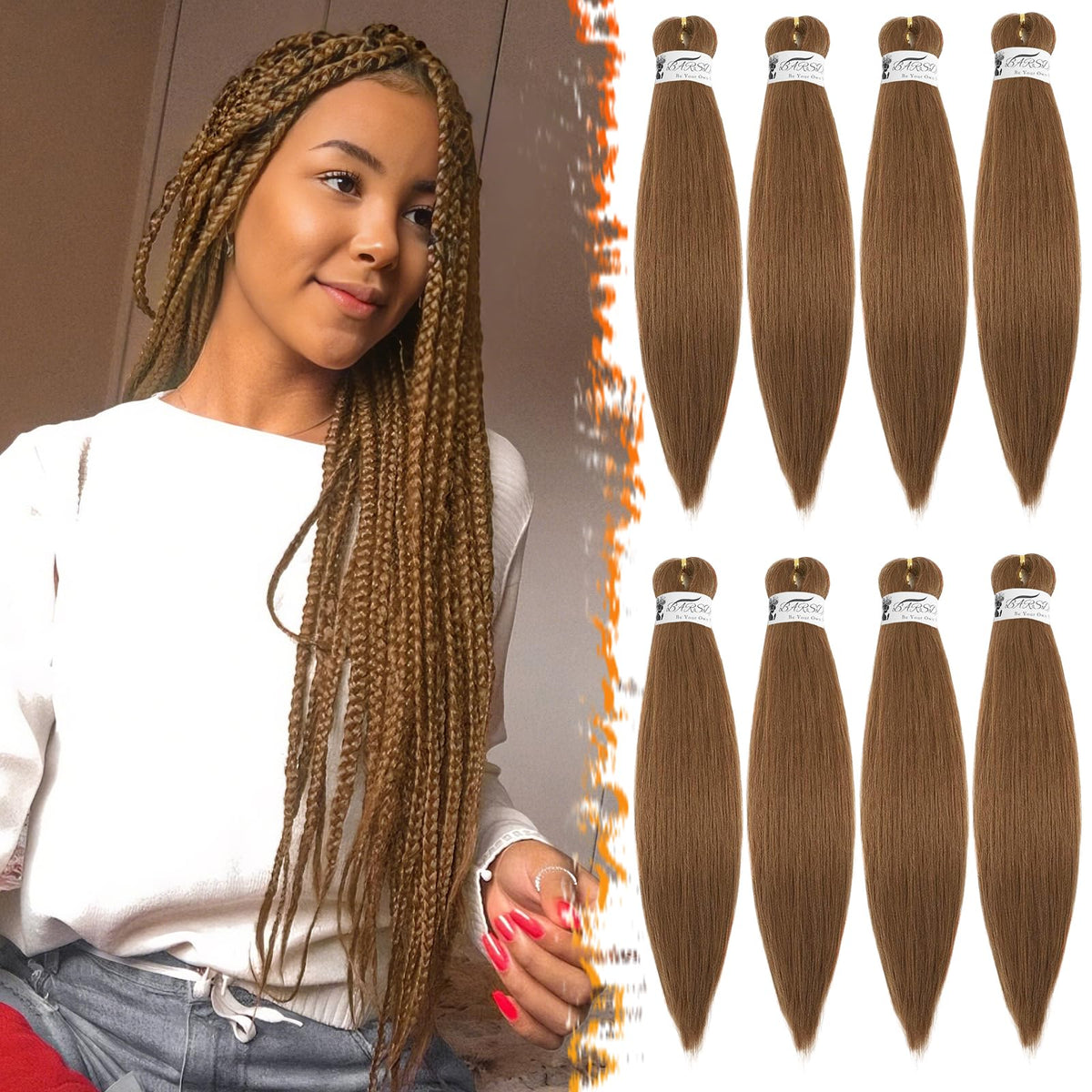Pre Stretched Braiding Hair Auburn 26 Inch 8 Packs – 30# Light Auburn