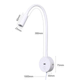 Lampă de citit de perete Brightmax LED 3W cu port USB și întrerupător tactil 3000K – Alb Mat