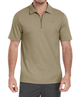 Tricou polo sport bărbați cu fermoar cu mânecă scurtă respirabil – Kaki EU 3XL