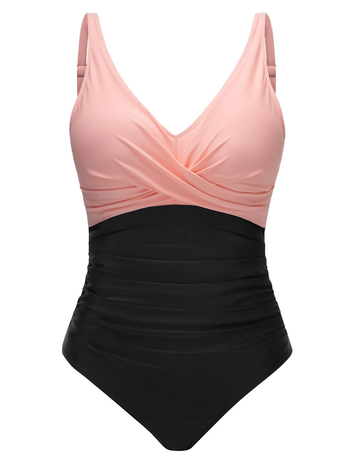 Costum de baie întreg modelator push-up buretat cu decolteu în V – Roz S