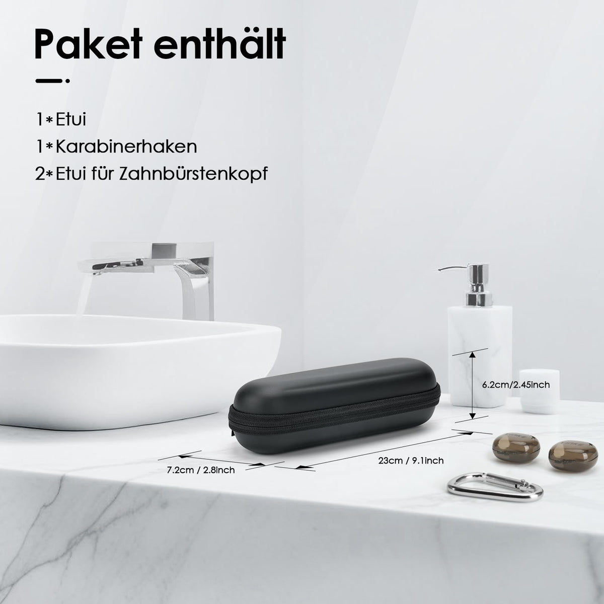 Toc etui rigid de călătorie pentru periuță electrică compatibil Oral-B și Philips – Negru