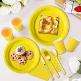 Paper Tableware Set 50pcs Yellow Paper Plates & Cups for Parties – Yellow