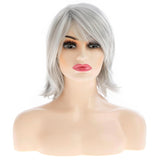 Qnbiar Women's Straight Wig Synthetic Hair with Bangs – Grey