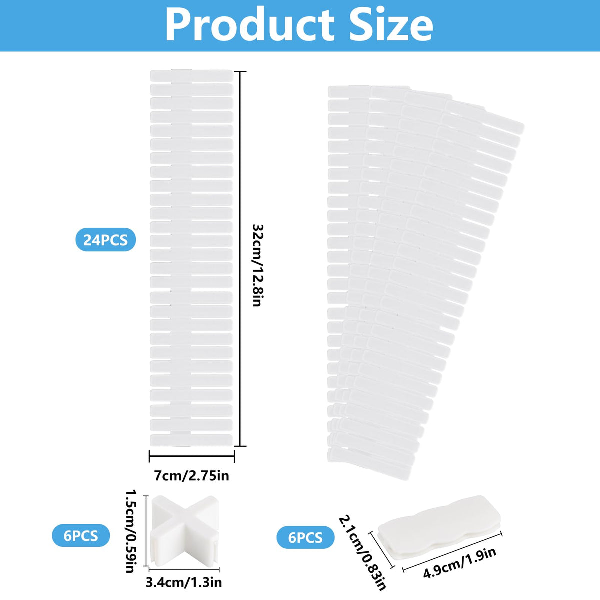 Separatoare reglabile modulare pentru sertare 32x7 cm, set 24 bucăți