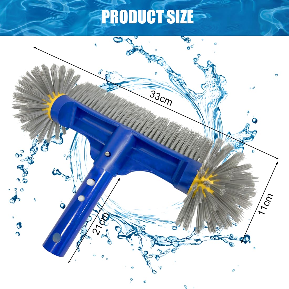 Pool Brush Removable Head Rounded Ends for Tiled Bottoms Floors and Walls