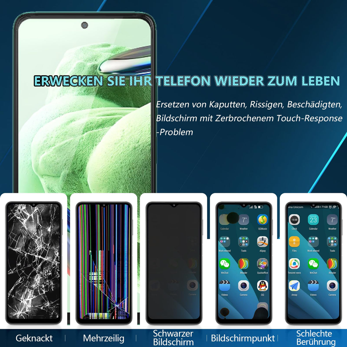 Display LCD de schimb cu touchscreen și ramă RongZy pentru Xiaomi Redmi Note 12 4G 6.67" – Negru