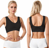 Women's Padded Sports Bra Medium Impact Plus-Size Seamless Push-Up – Grey S