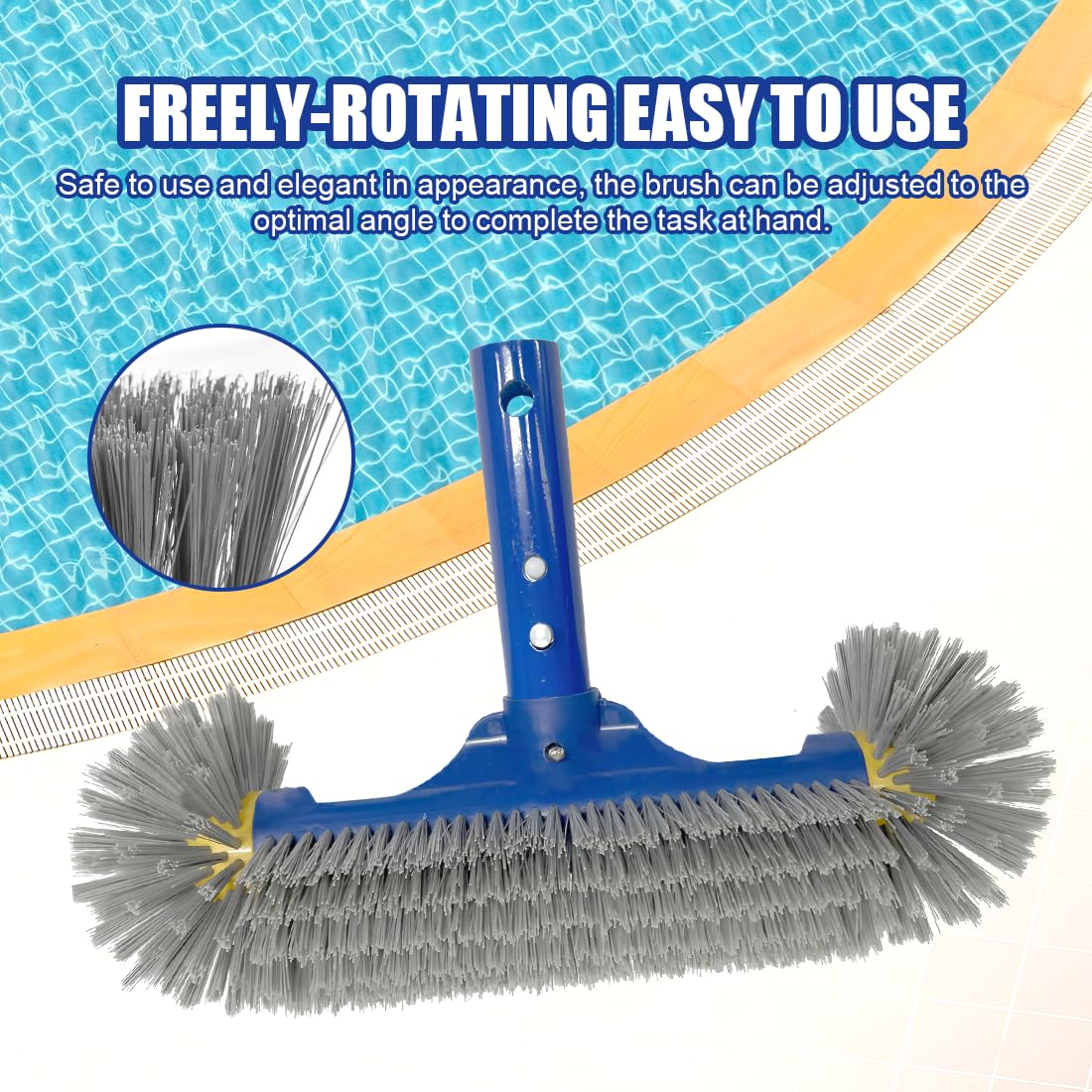 Pool Brush Removable Head Rounded Ends for Tiled Bottoms Floors and Walls