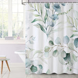 Eucalyptus Shower Curtain Waterproof Polyester 180x180cm Anti-Mould Washable – Blue/White