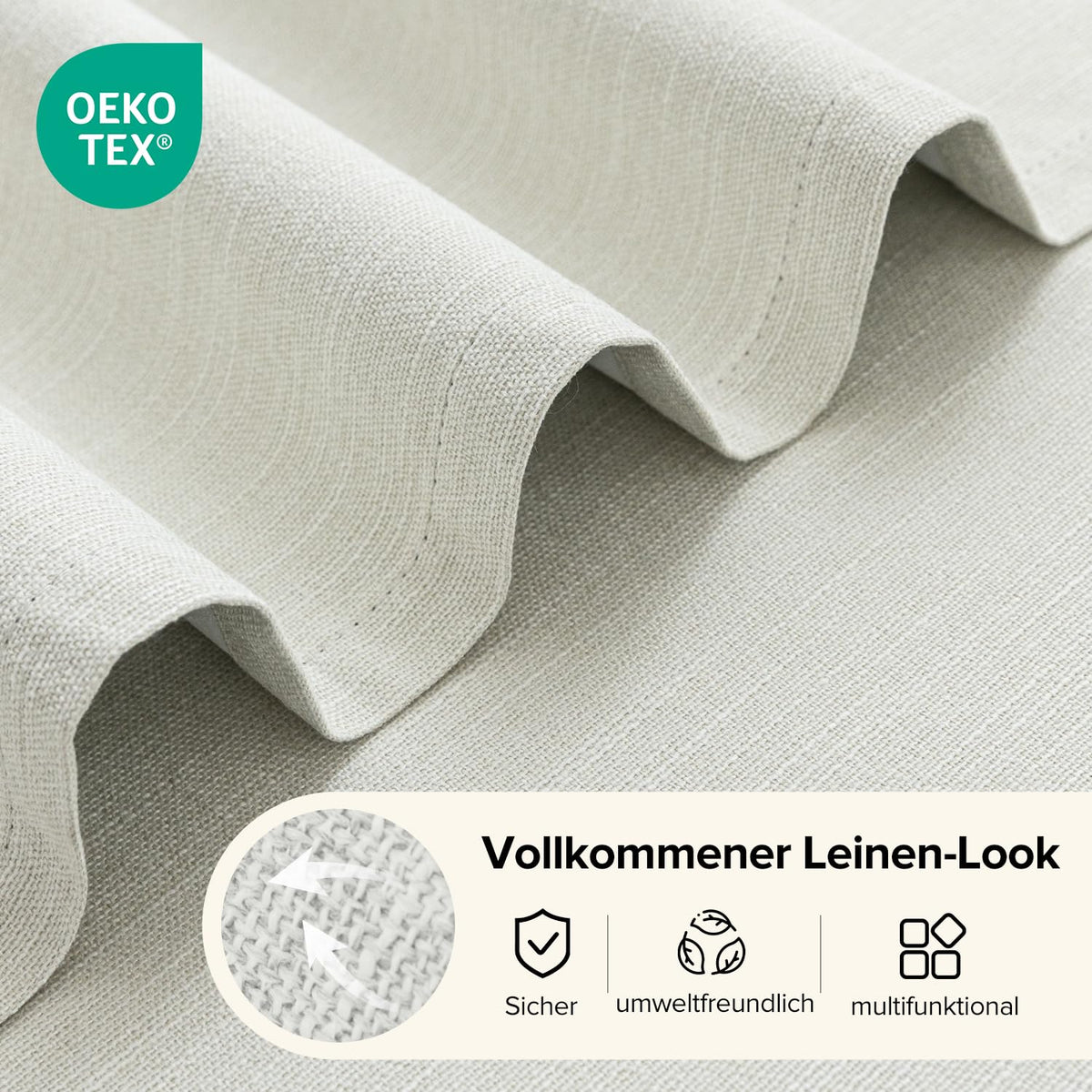 Perdele opace termoizolante aspect in cu capse 160x140 cm, set 2 bucăți – Bej deschis