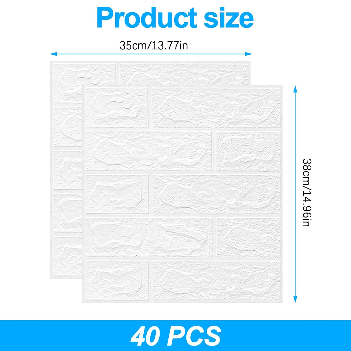 Self-Adhesive 3D Brick Wallpaper Tiles Waterproof – 38x35cm (40pcs)
