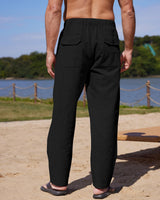 Men's Stretch Beach Yoga Trousers Lightweight Summer Pants – Black 3XL