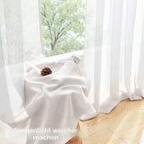 Sheer Curtain Rod Pocket Boho Linen Look Single Panel – White 250x200cm