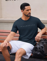 Men's Cotton Short Sleeve T-Shirt Letter Print Crewneck Relaxed Heavyweight – Los Angeles Blue S