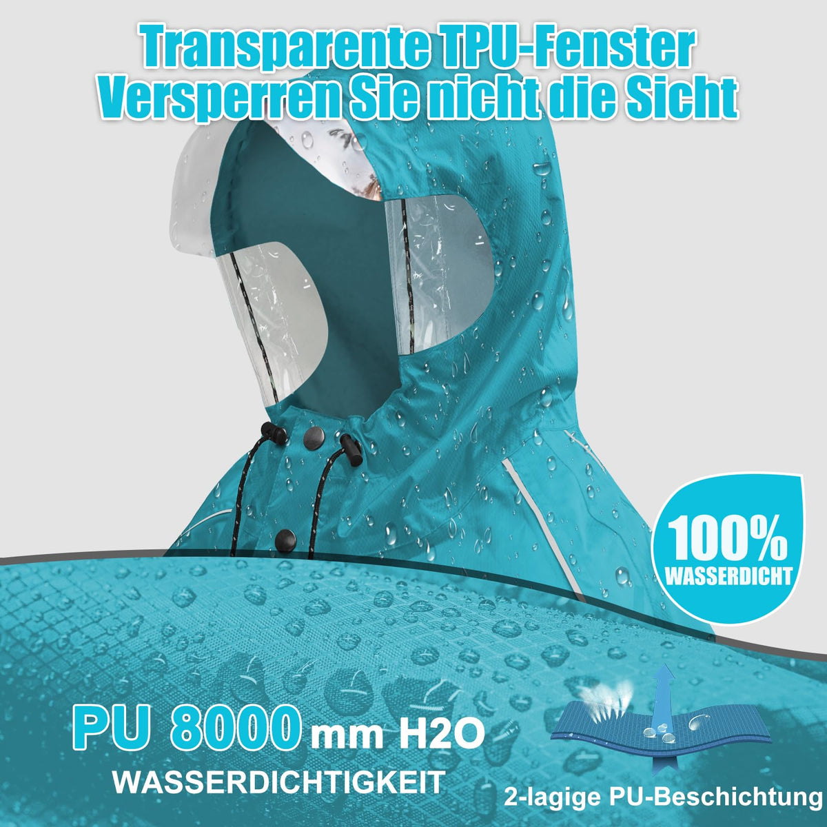 Waterproof Cycling Rain Poncho Unisex – Bluebird