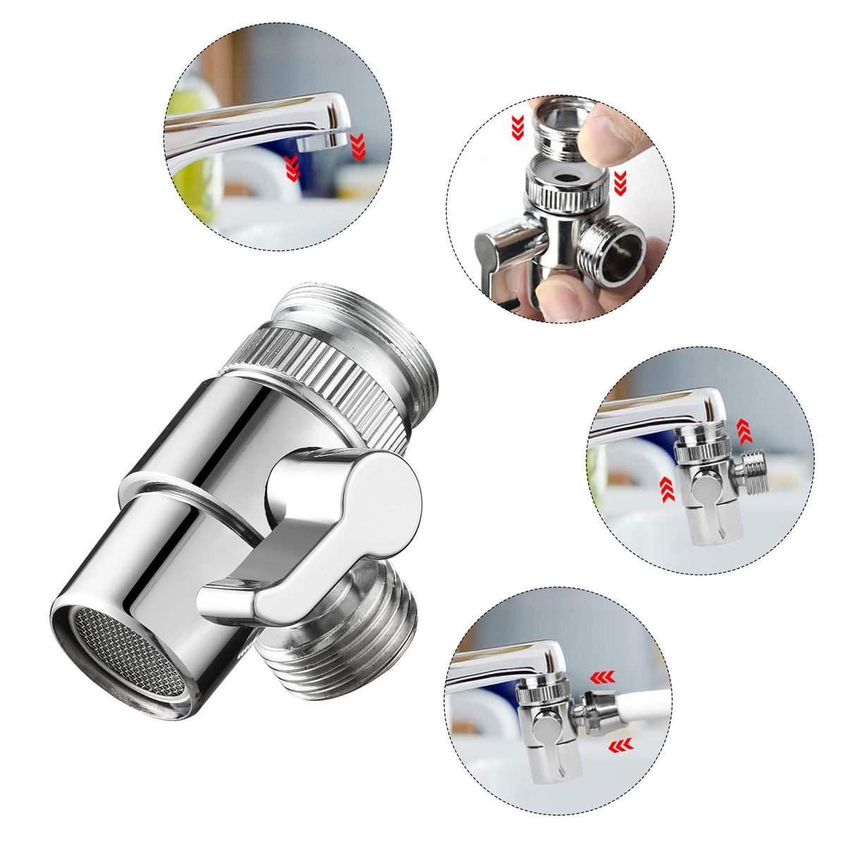 3-way faucet diverter valve, 3-way faucet diverter valve adapter diverter valve with adapter for M22 M24 G1/2 faucet
