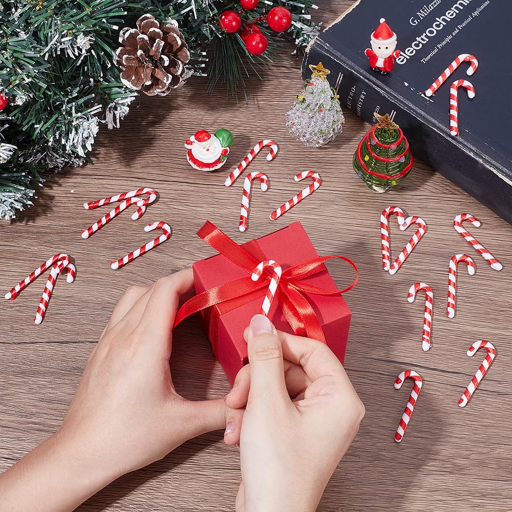 Christmas Candy Cane Hanging Ornaments 100pc 48.5mm Spiral Plastic – Red/White