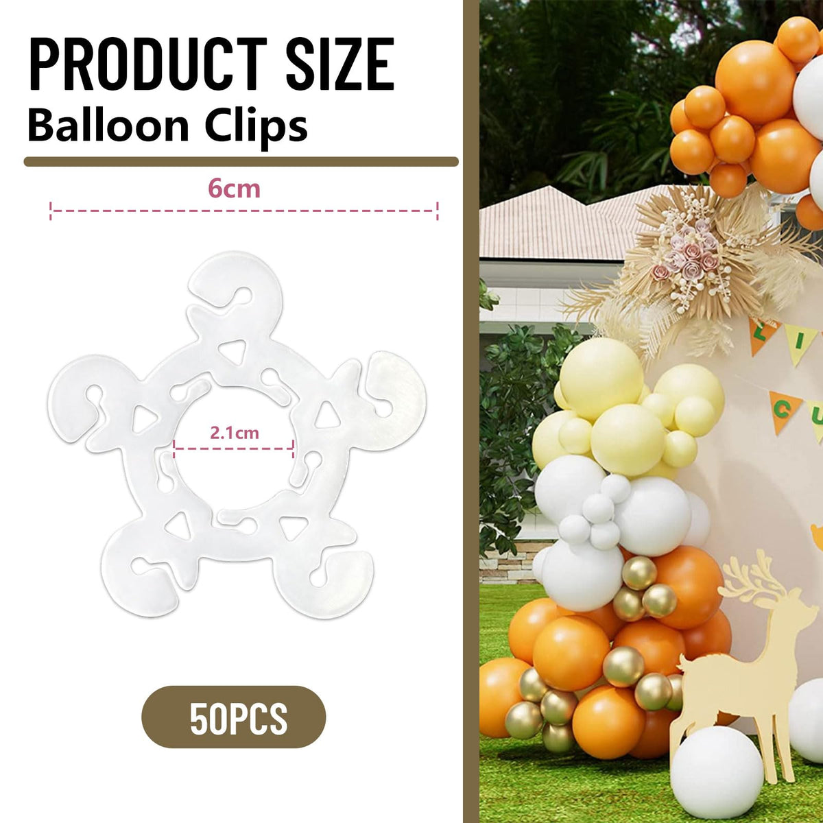 Balloon Clips Connectors for Arches & Decorations – 50-pack