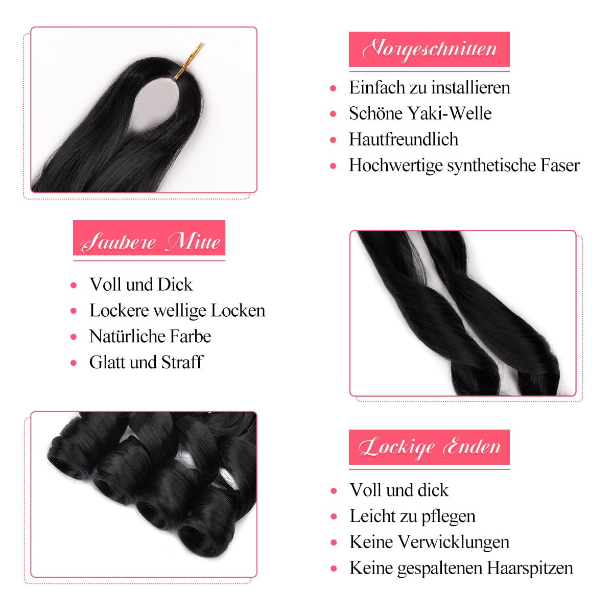 Braiding Hair 14in 8pc Loose Wavy Curly Extensions for Braids – Black