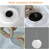 Auting 2 Pack Solar Lanterns Outdoor, 20cm Nylon Solar Powered Lights Weatherproof Solar Powered Lanterns for Garden Patio Wedding Party Decoration (Warm White)