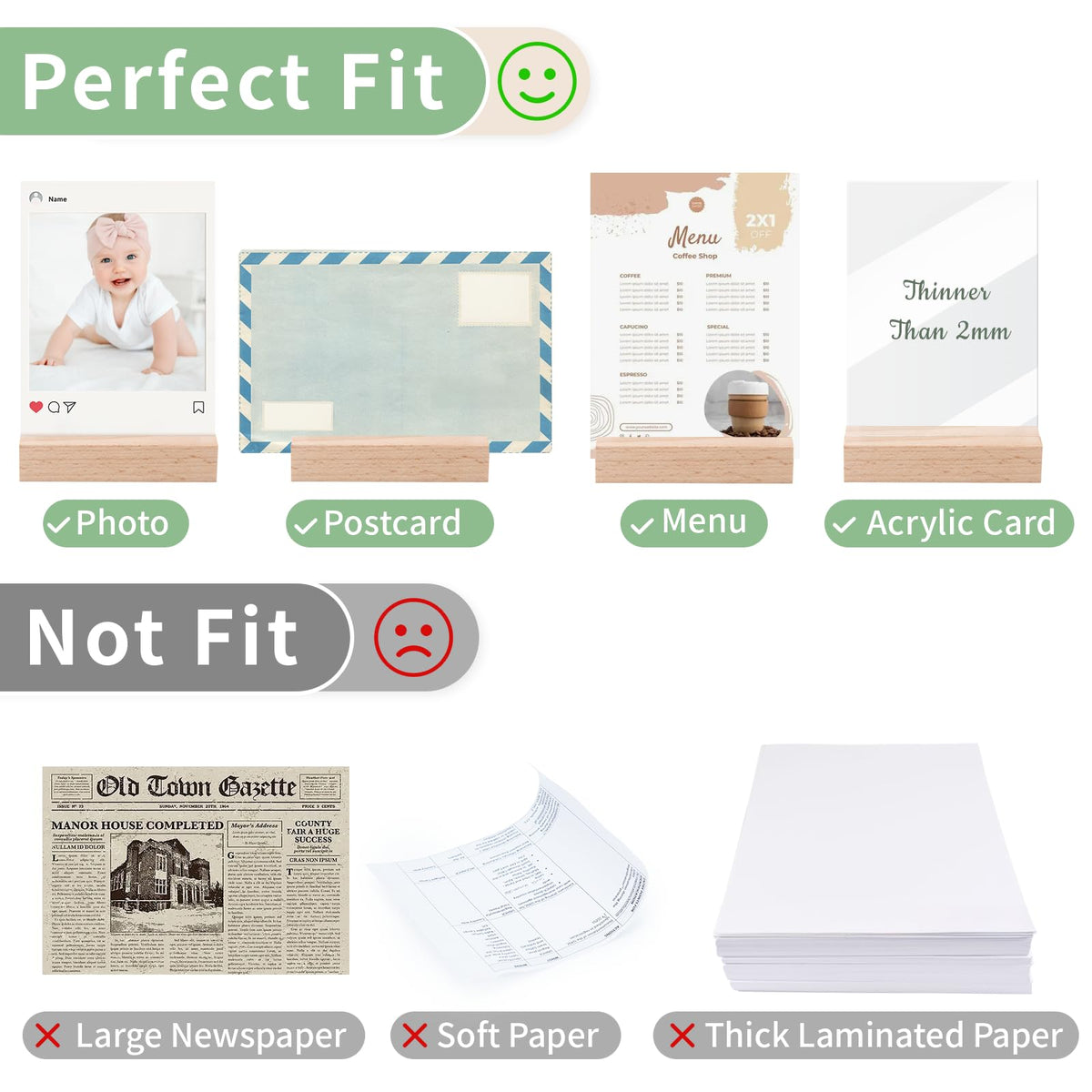 Wooden Place Card Holders 20 Pack – 10×3×2cm
