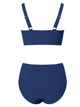 Costum de baie două piese Sangdut triunghi push-up talie înaltă – Albastru L
