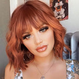 Short Blonde Ombre Wig Wavy Bob with Fringe – 10 inch