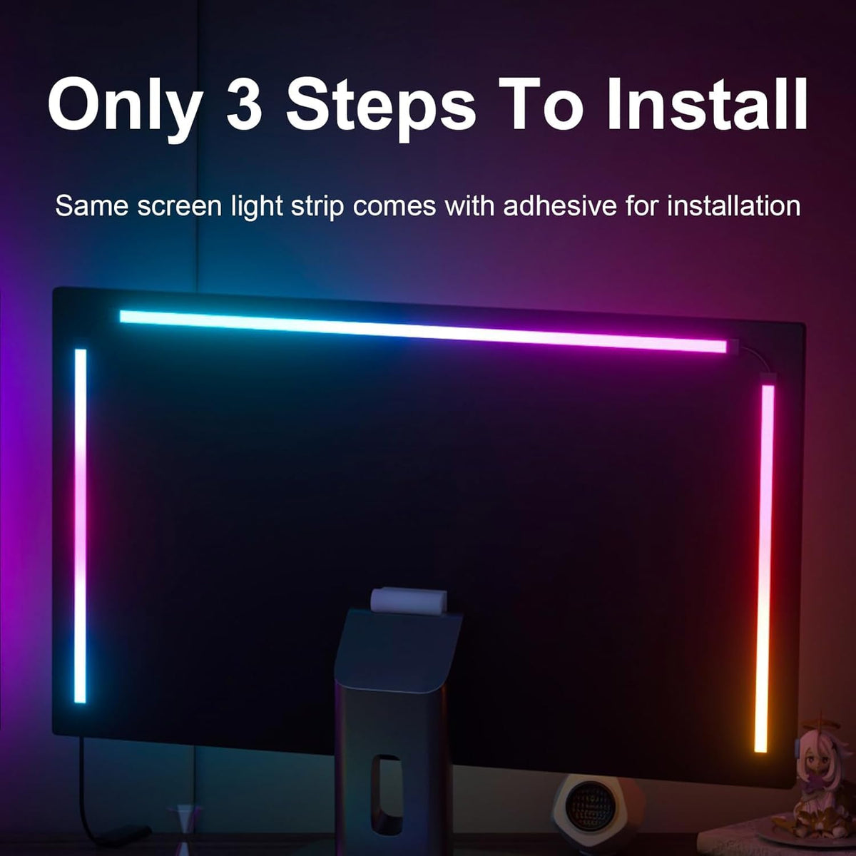 MIWATT Backlit Gaming Monitor Light with Color Sync Effect on Screen for 27-32 Inch Computer Monitor Compatible with Windows and MacOS Computer