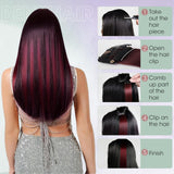 Clip-in Human Hair Extensions 6 pcs 30 cm 33 g Silk Lace Base Highlights – Dark Brown #2R