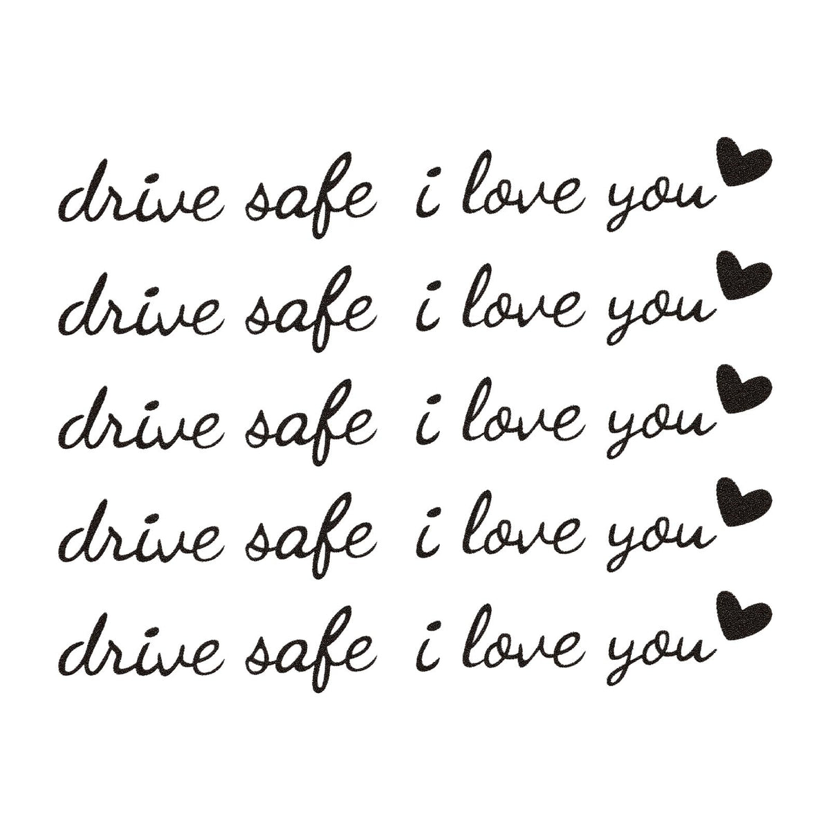 Car Rearview Mirror Stickers 'Drive Safe I Love You' 5pcs Heart Decals – Black