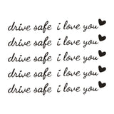 Car Rearview Mirror Stickers 'Drive Safe I Love You' 5pcs Heart Decals – Black