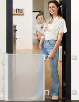 Retractable Safety Stair Gate Baby & Pet Barrier 78cm High – White 180cm