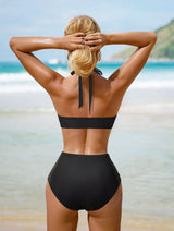 Costum de baie două piese RXRXCOCO push-up talie înaltă modelatoare – Negru XL