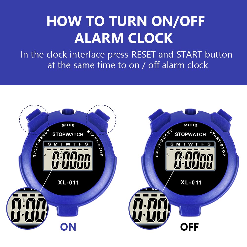 Digital Sports Stopwatch Timer Large Display Alarm Calendar – Blue