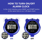 Digital Sports Stopwatch Timer Large Display Alarm Calendar – Blue