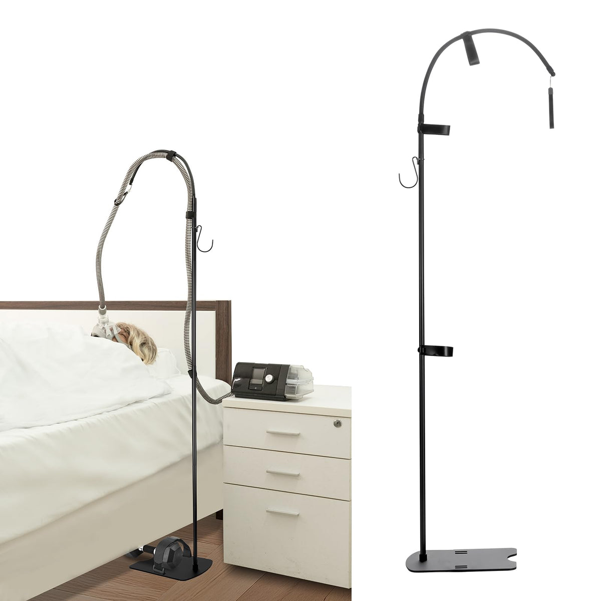 CPAP Hose Holder Bed-Mounted Hose Bracket – Black