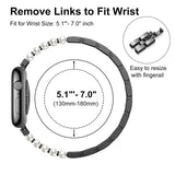 Apple Watch Beaded Metal Bracelet Adjustable Slim Band – Black 38/40/41/42/44mm