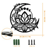 Decorațiune metalică de perete Faze Lunare și Lotus 30x30 cm – Negru Mat