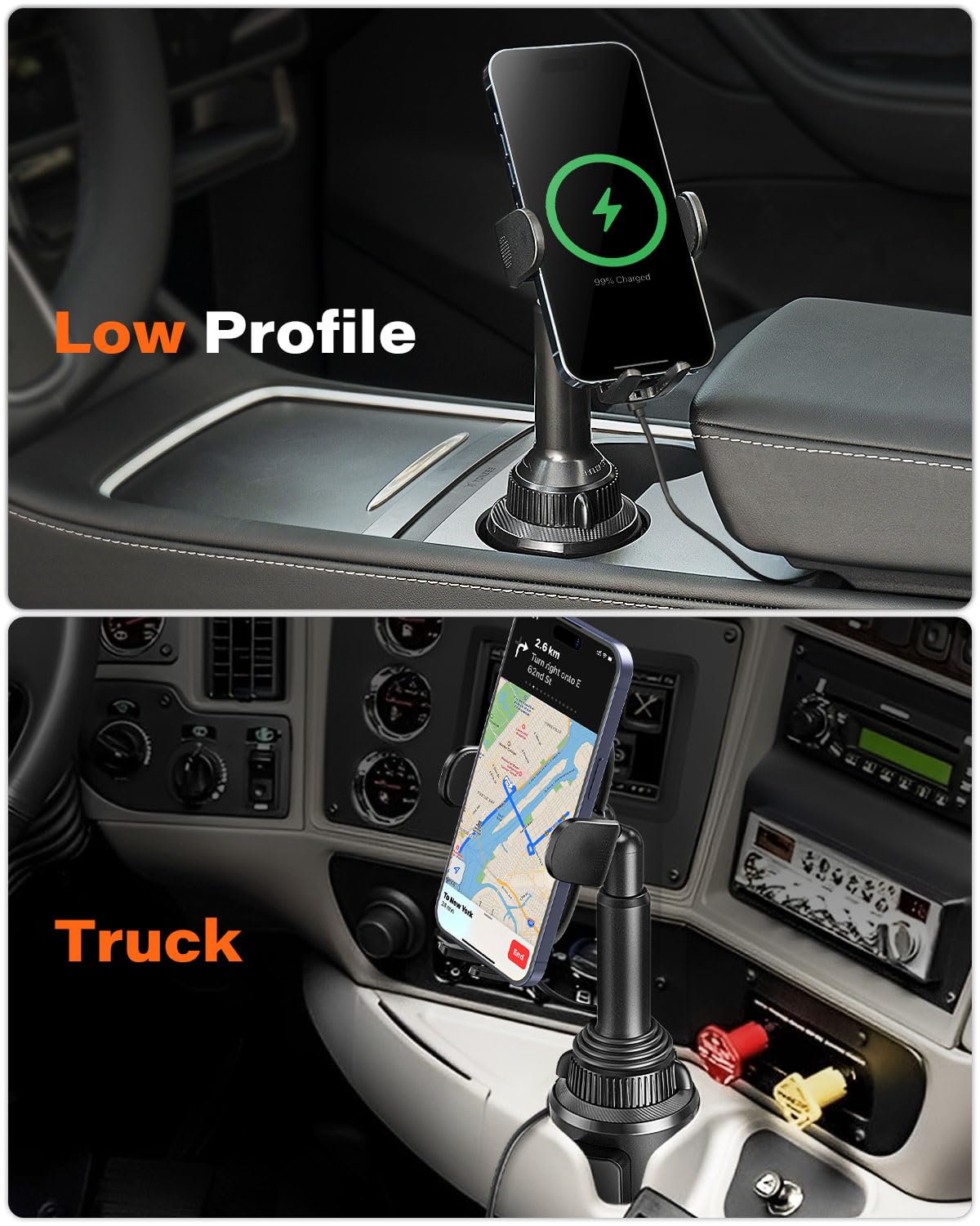 APPS2Car mobile phone holder car cup holder with charging function, charger car mobile phone holder with charging function, car holder for cup holder for smartphones,